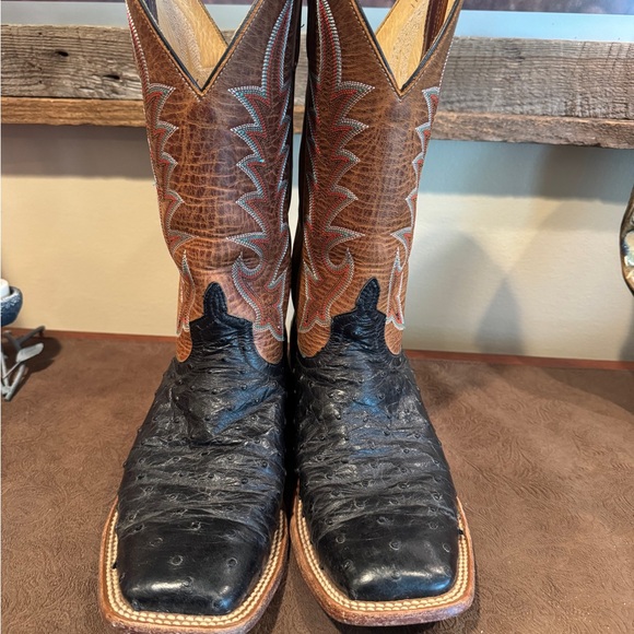 Macie Bean Brown & Black Women's Western Cowboy Boots with Red Stitching - Picture 2 of 8